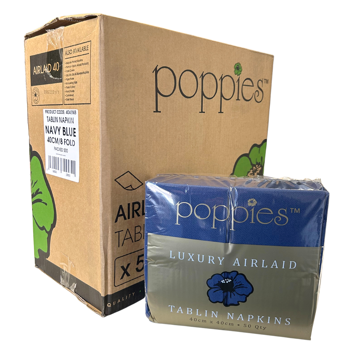 Airlaid Navy Blue 8 Fold 2ply Napkins x 500