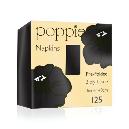40cm 2ply (8 Fold) Black Napkins x 2000 
