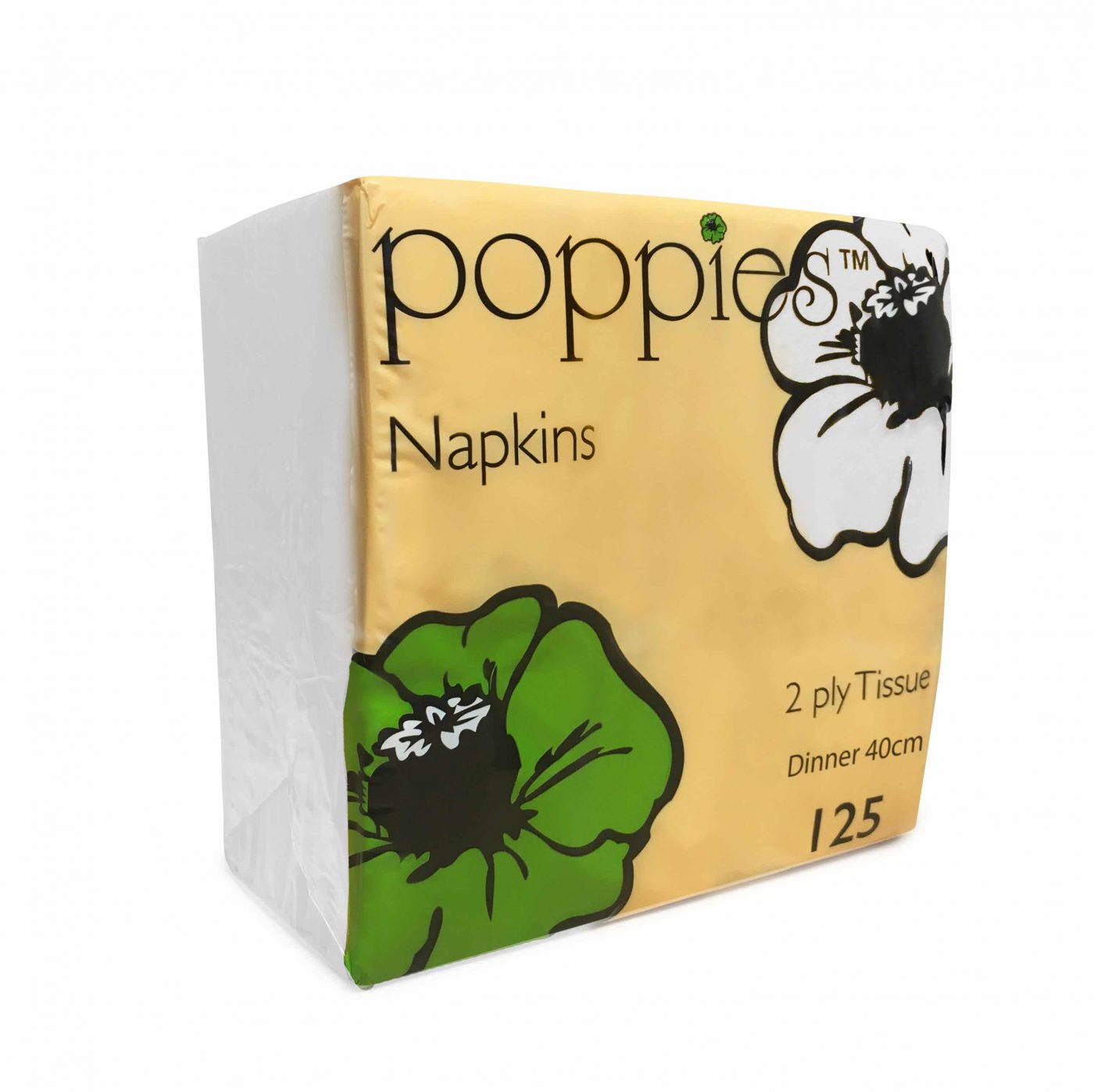 Poppies White Ultra Ply 40cm Napkins